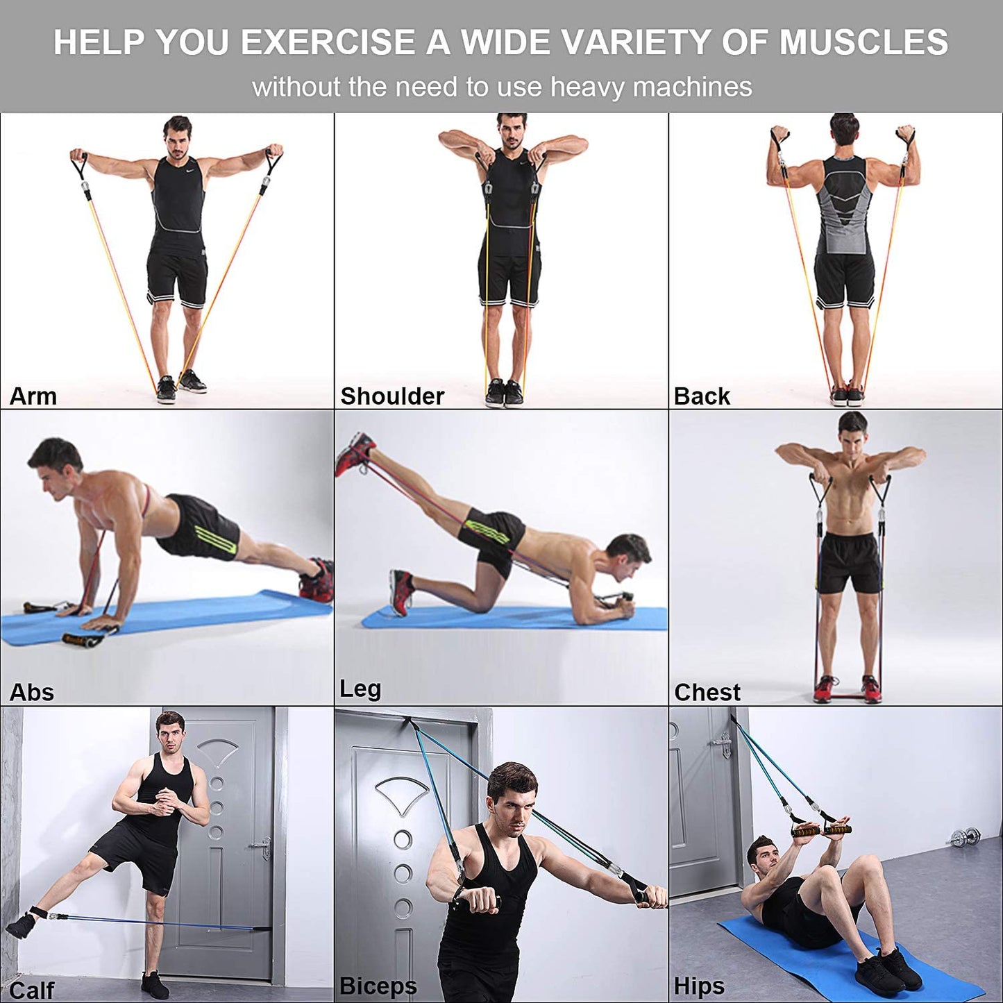 Resistance Bands Set with Door Anchor & Ankle Straps